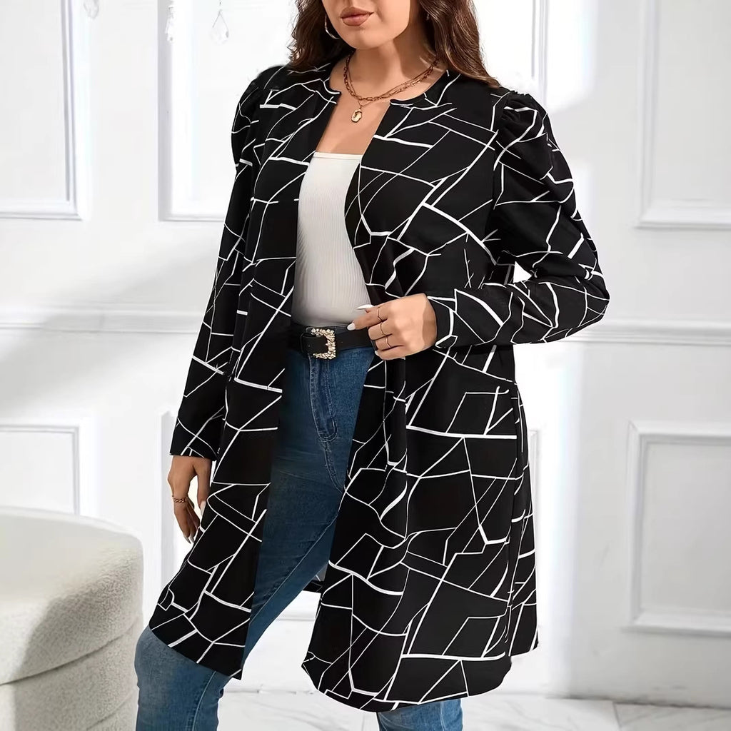 Women's Plus Size Printed Loose-Fit Cardigan