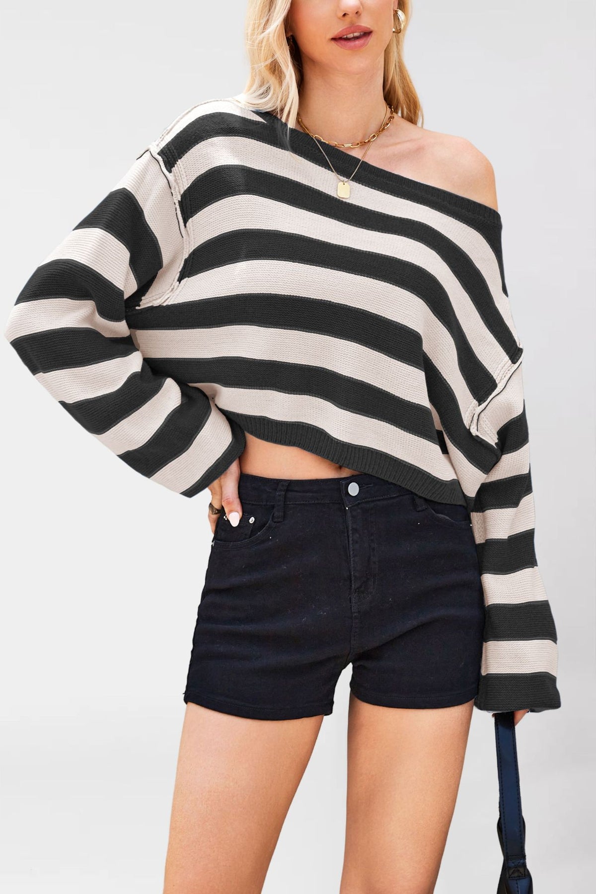 Striped Knit Pullover Sweater