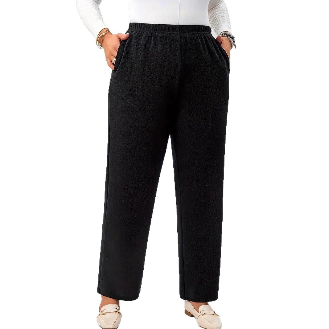 Women's Plus Size Elastic-Waist Straight-Leg Pants