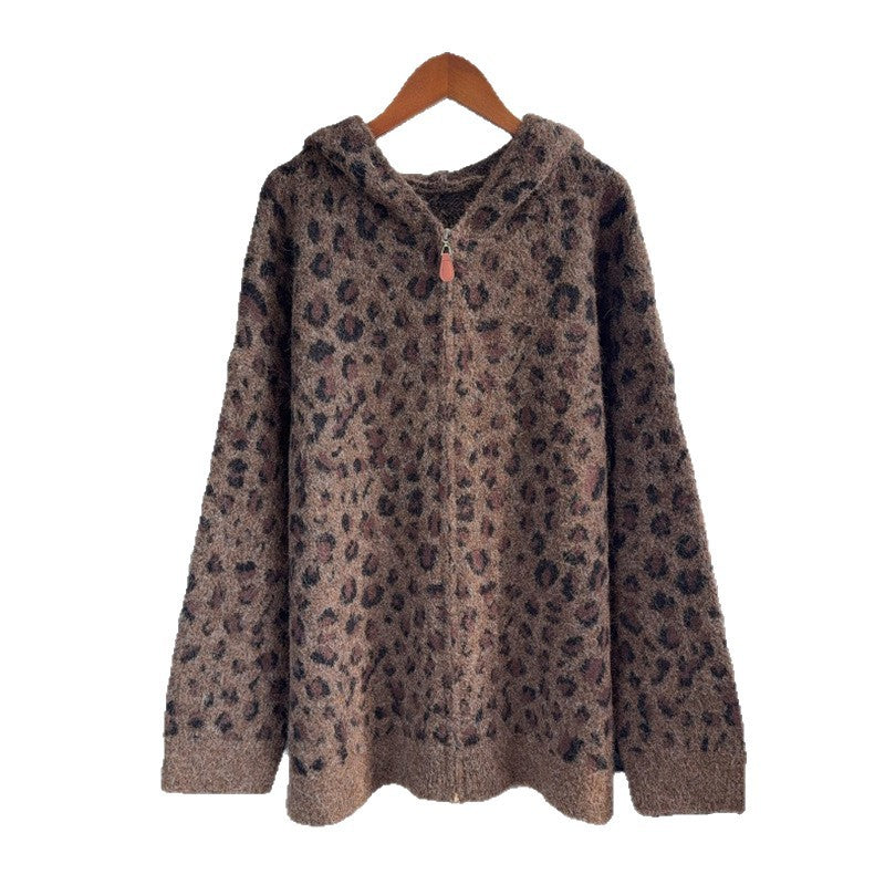 Women's Leopard-Print Hooded Sweater