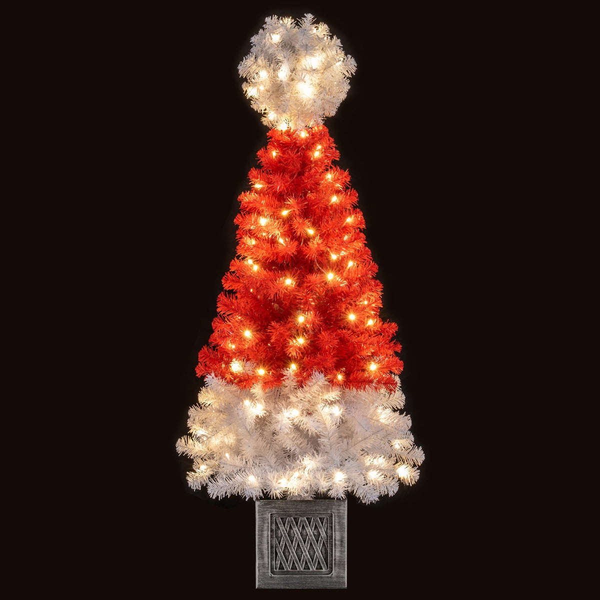 4 Ft Artificial Christmas Tree Santa Hat Christmas Tree with 300 Branch Tips Red