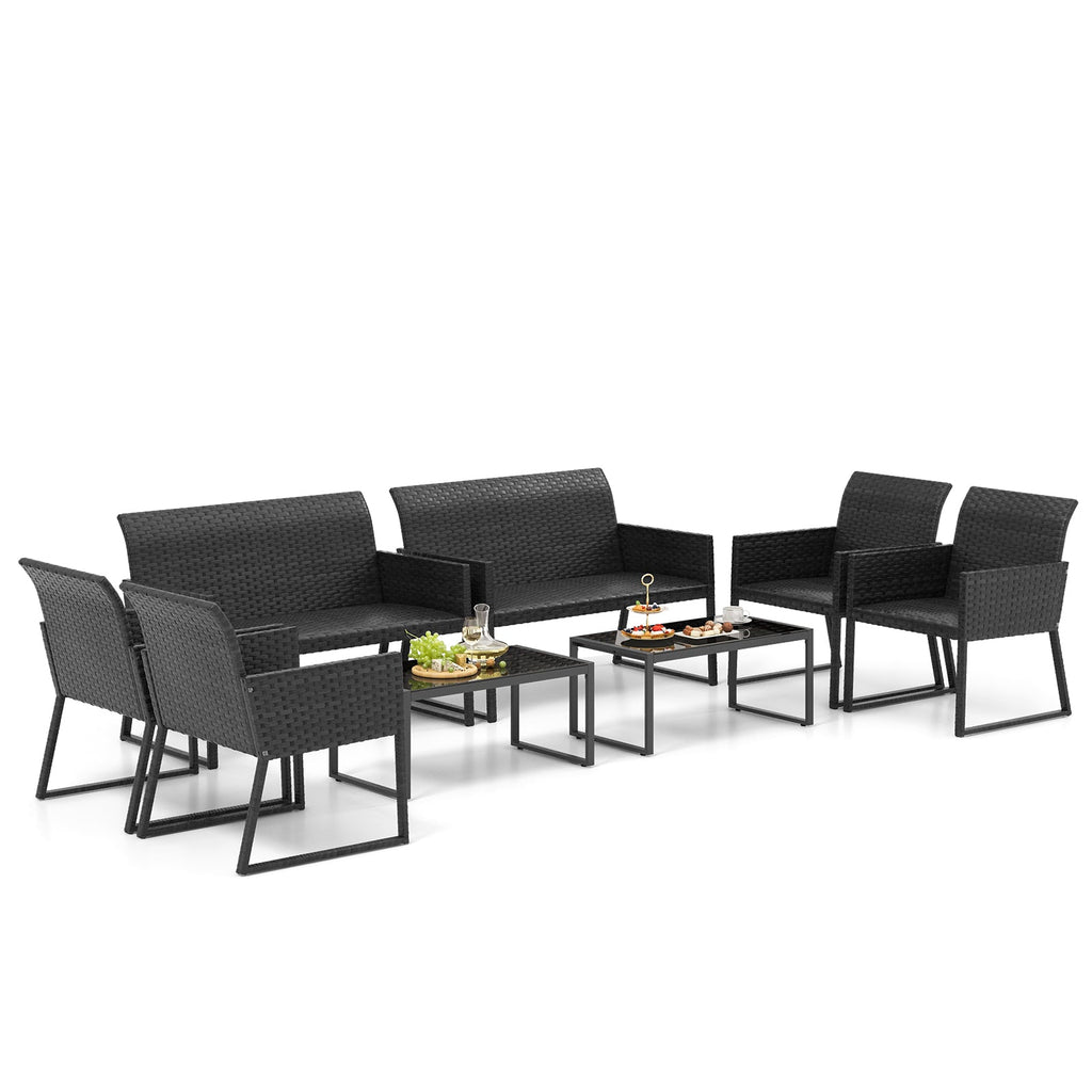 4-Piece Outdoor Wicker Patio Set with Quick-Dry Foam
