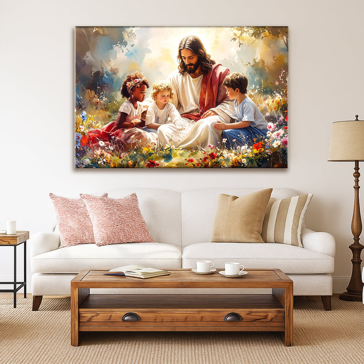 Jesus with Children VIII Christian Canvas Wall Art