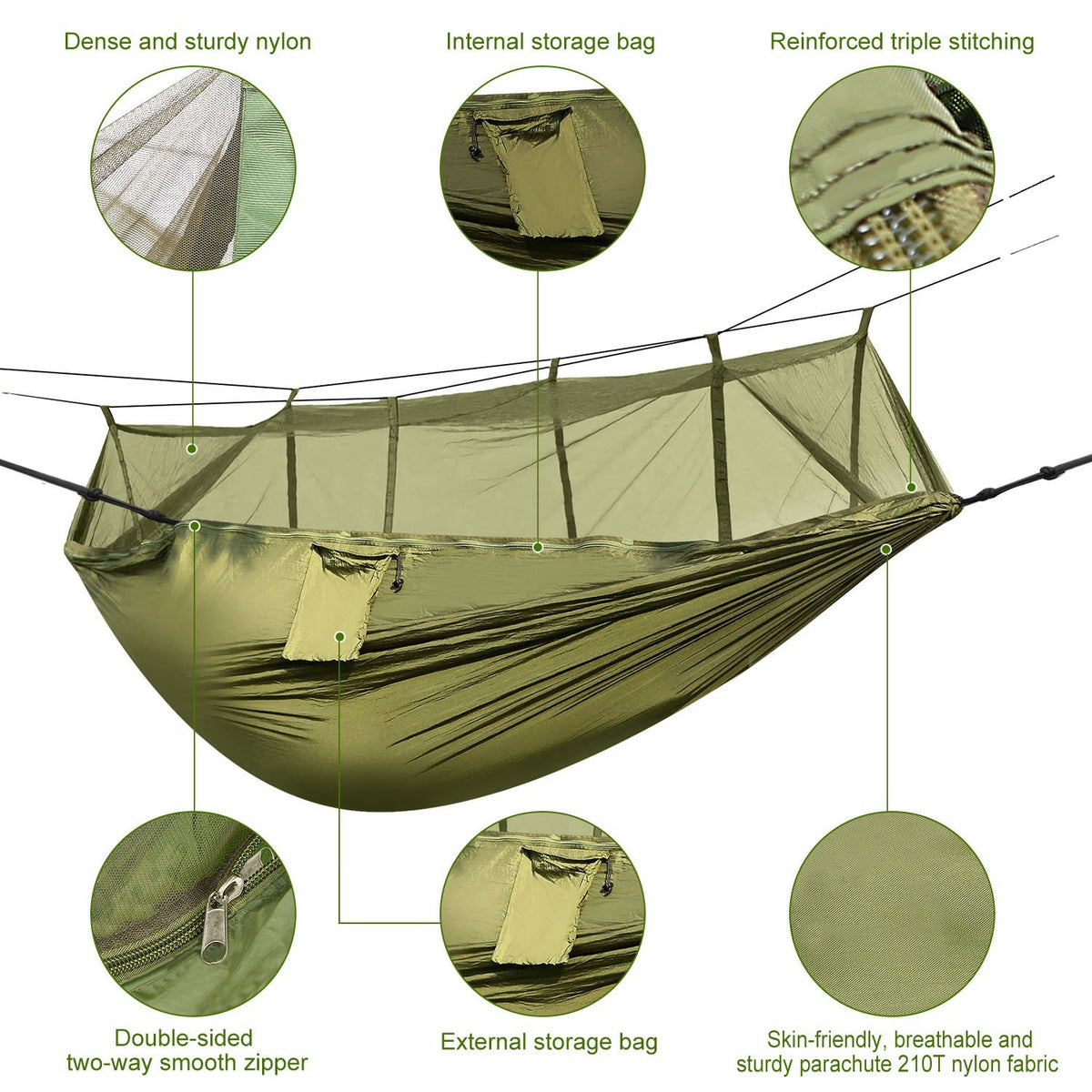 2-Person Camping Hammock with Mosquito Net — 600 lb Capacity
