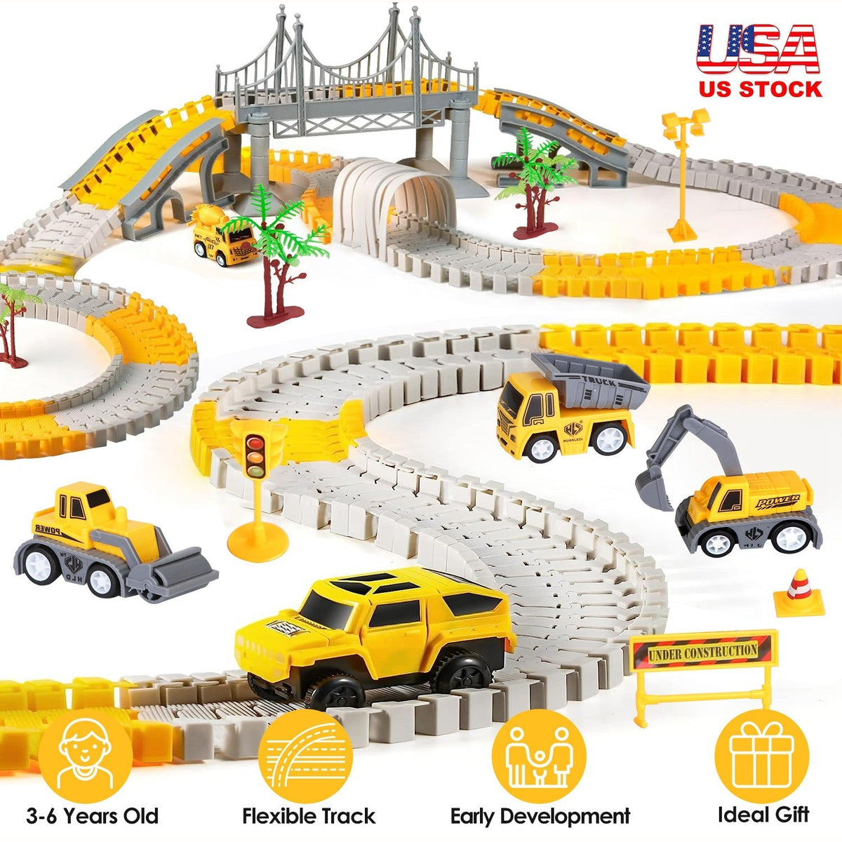 340-Piece Construction Vehicle Race Track Set