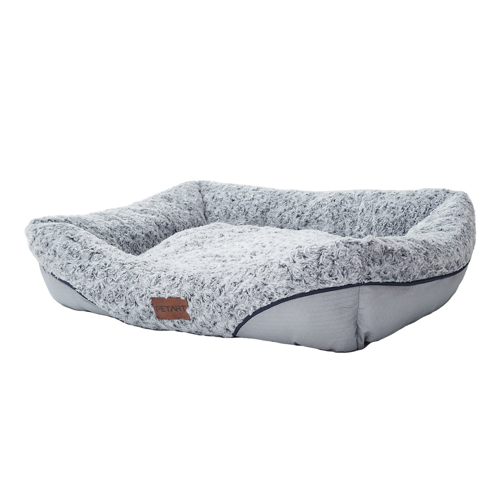 Swirl Rose Velvet Dog Beds For Small Medium Dogs Removable Cushion Calming Dog Sofa Beds Anti-Anxiety Machine