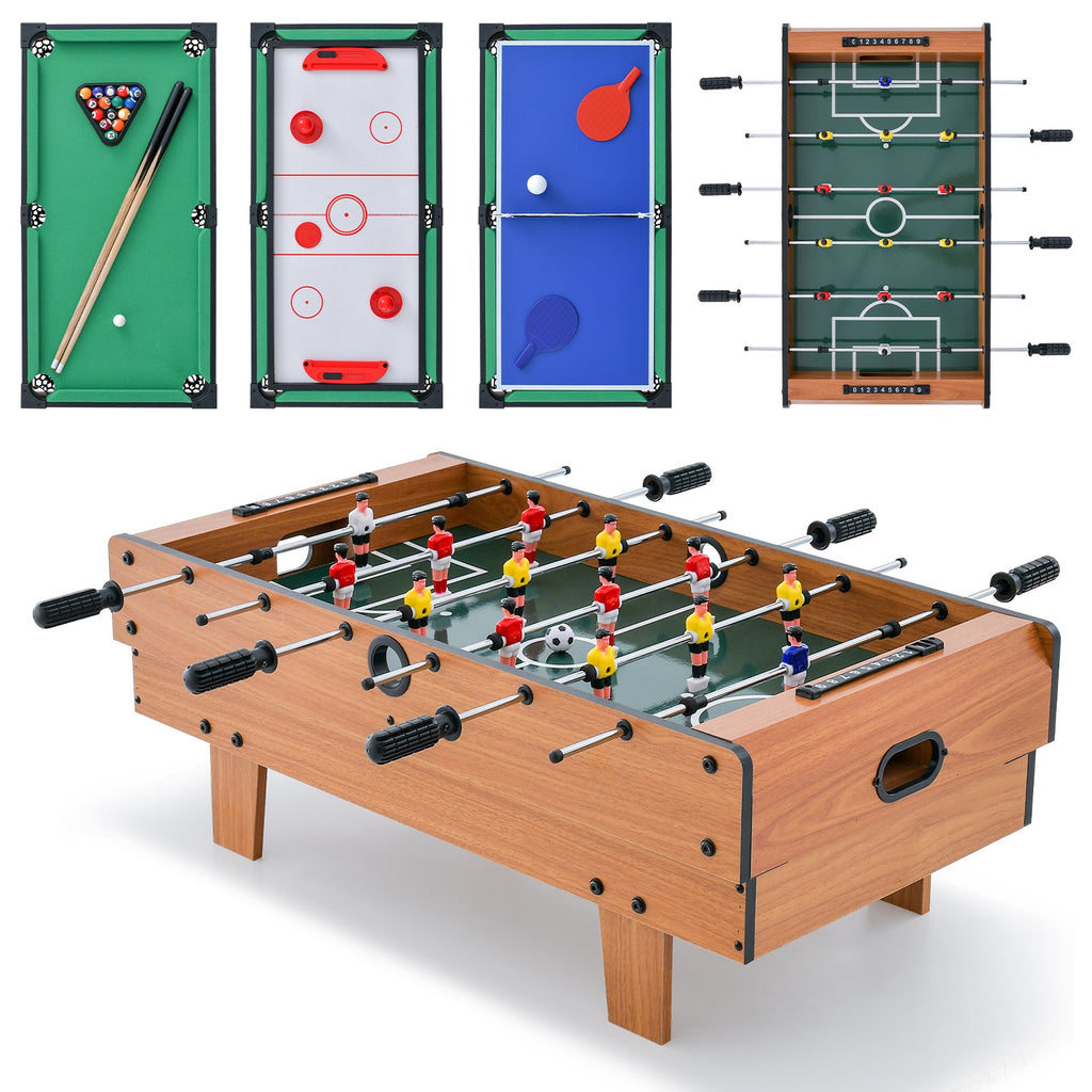 4-in-1 Foosball, Billiards & Hockey Game Table