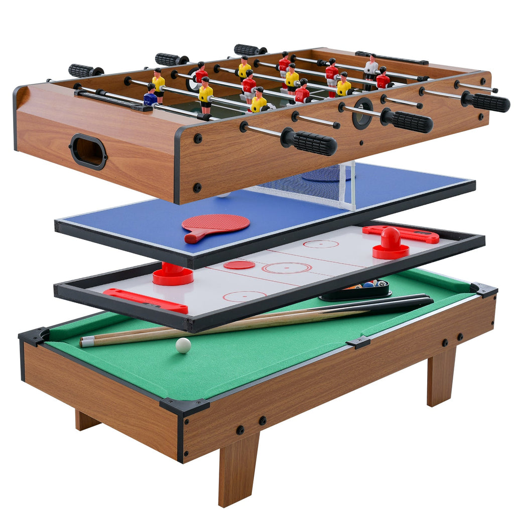 4-in-1 Foosball, Billiards & Hockey Game Table