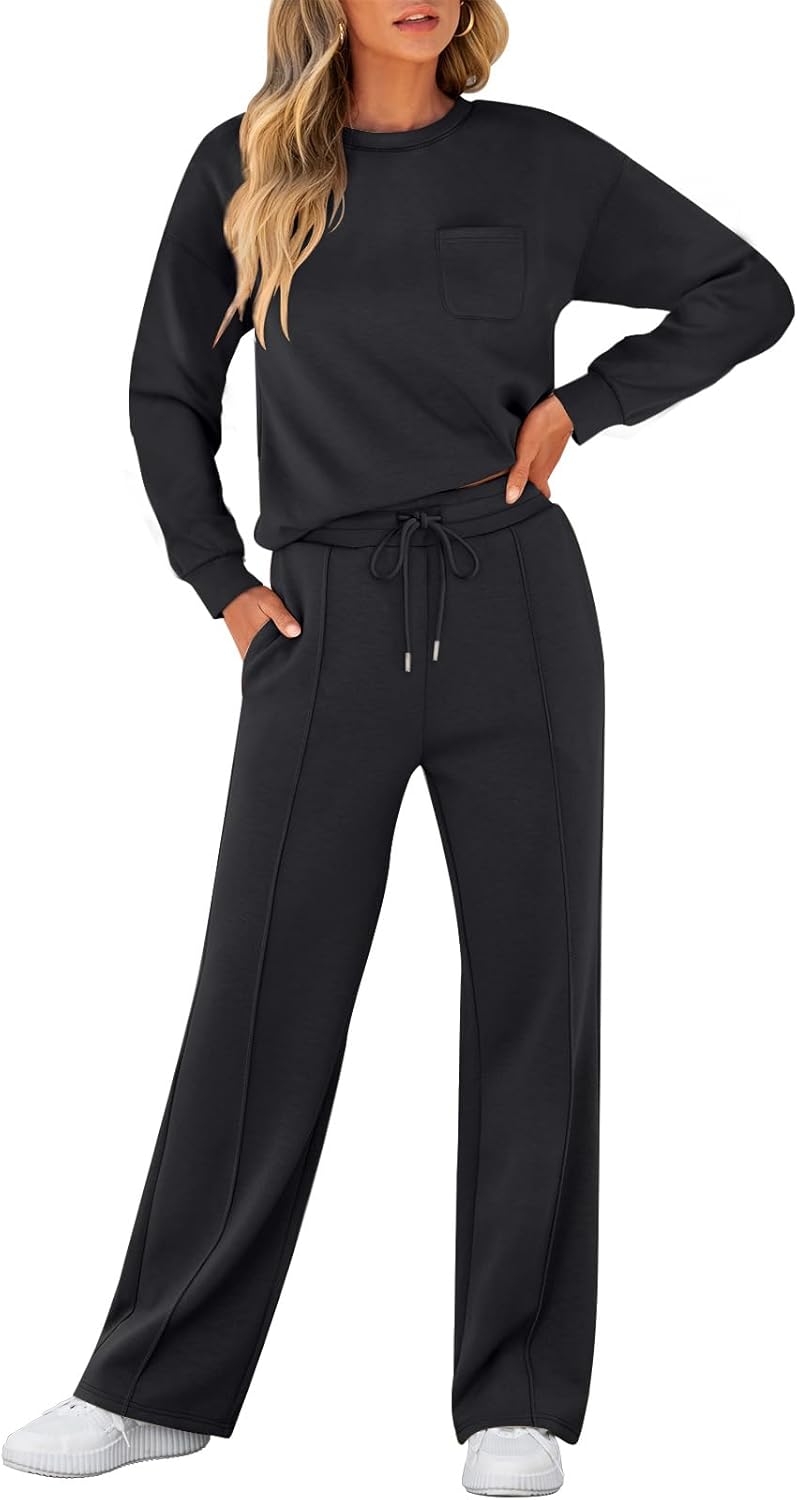 ANRABESS Women’s Long-Sleeve Top & Sweatpants Set