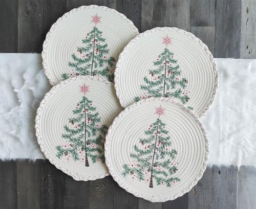 Woven Christmas Round Placemats – Set of 4