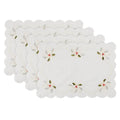 Holly & Ribbon Embroidered Christmas Table Linens