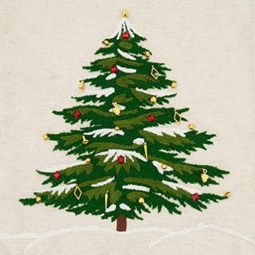Embroidered Christmas Tree Cotton Table Runner – 16 x 72 in