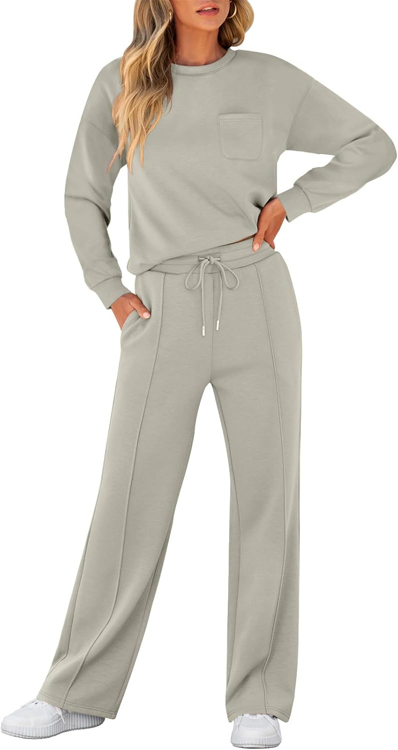 ANRABESS Women’s Long-Sleeve Top & Sweatpants Set