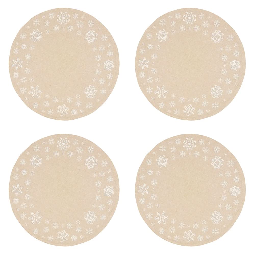 Embroidered Christmas Round Placemats – Set of 4
