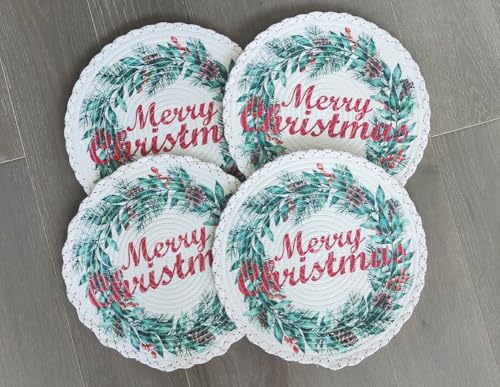 Woven Christmas Round Placemats – Set of 4