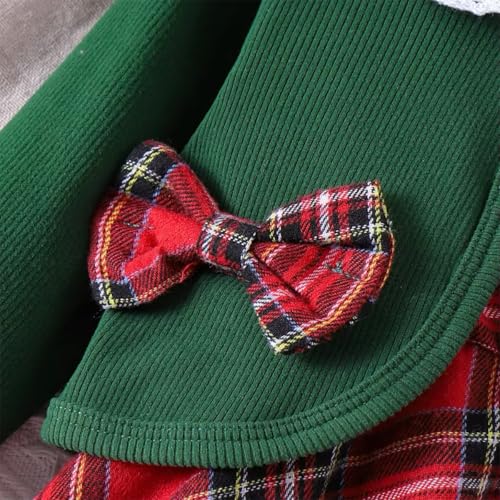 Baby Girls' Christmas Plaid Dress & Green Cardigan Set