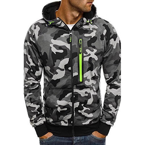 Men's Casual Zip-Up Hooded Sweatshirt Jacket