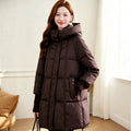 Women's Plus Size Hooded Mid-Length Puffer Jacket