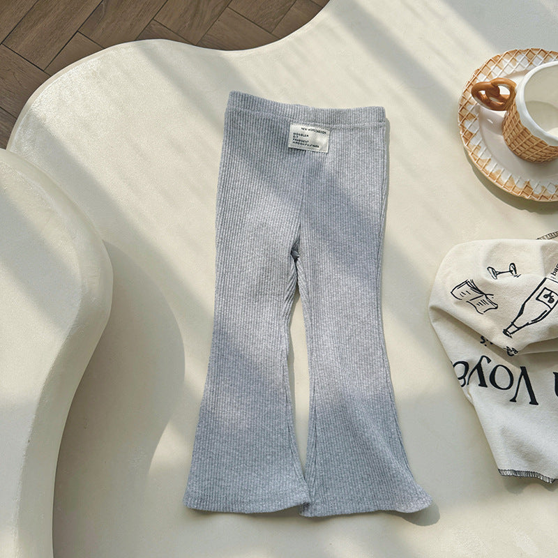 Girls’ Solid-Color Stretch Flared Pants