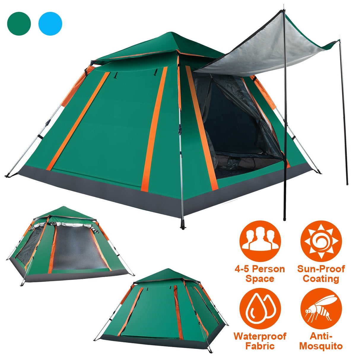 4–5-Person Camping Tent with Mosquito Mesh Windows