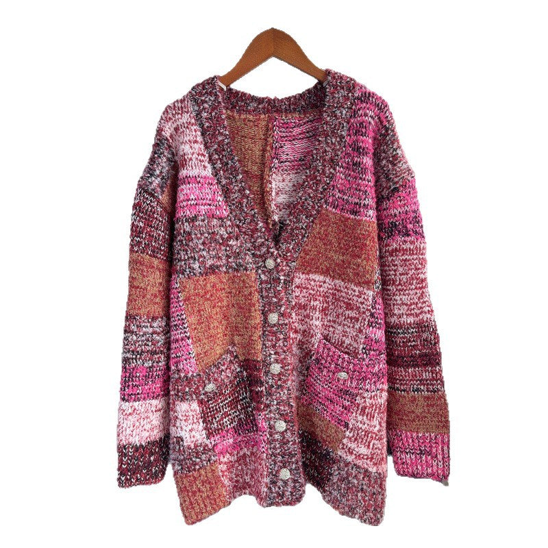 Women's Geometric Loose-Fit Cardigan