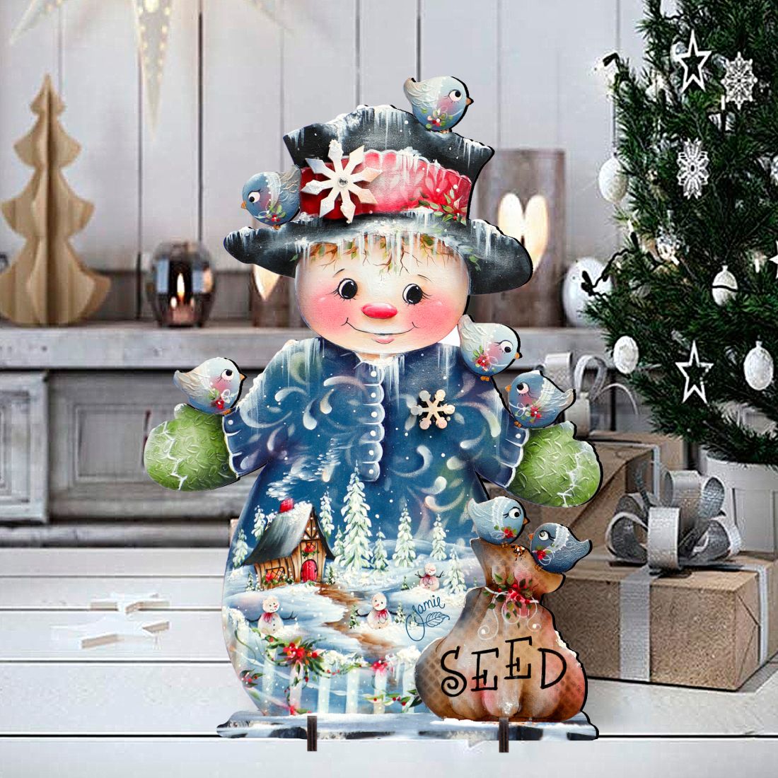 Blue Seed Freezing Christmas Outdoor Yard Sign by Jamie Mills-Price Christmas Santa Snowman Decor