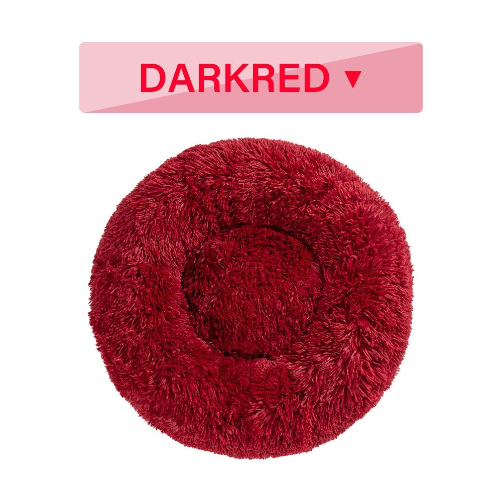 Washable Plush Donut Pet Bed – Calming Cushion for Cats & Dogs