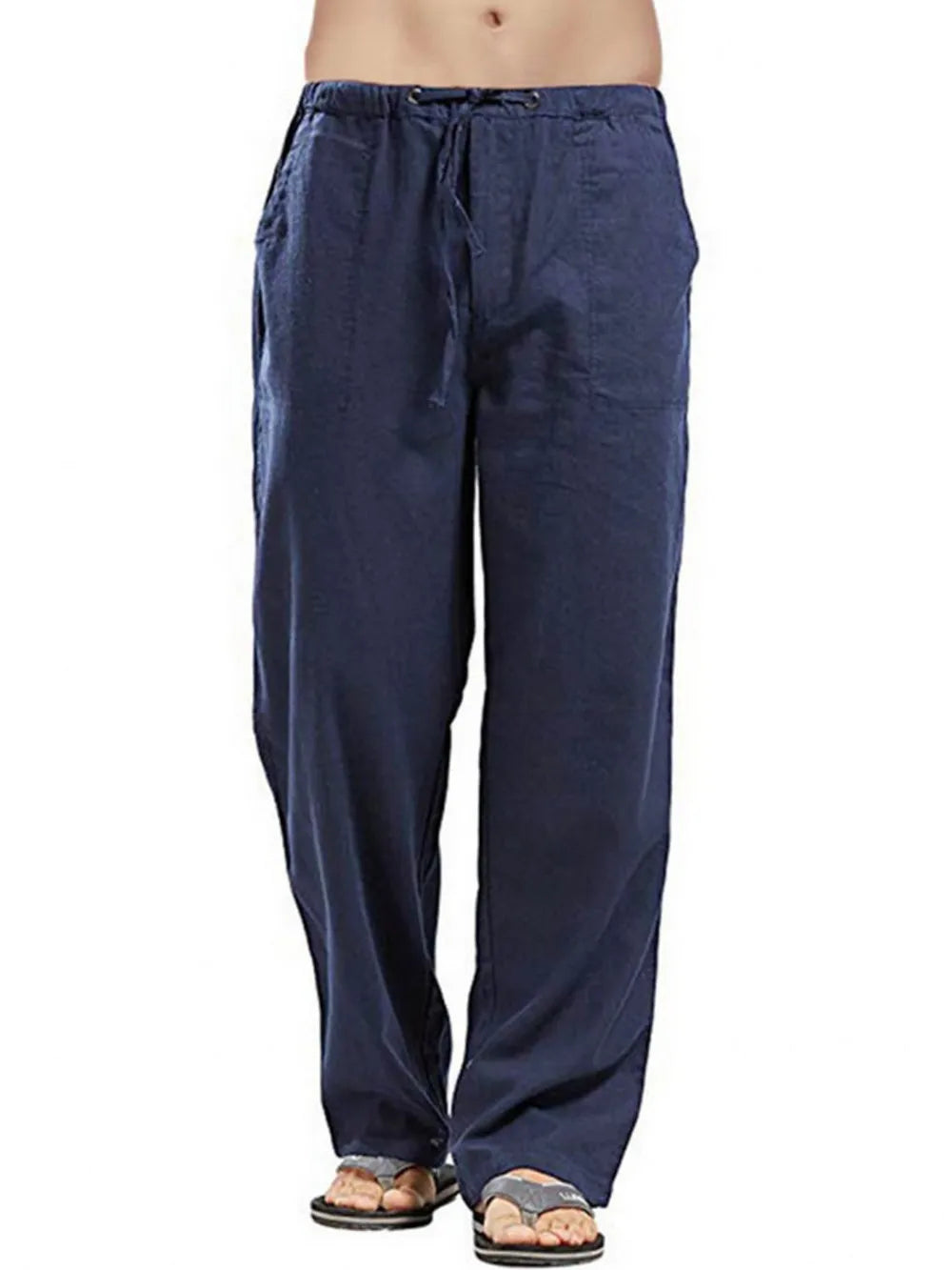 Men's Plus Size Drawstring Straight-Leg Pants