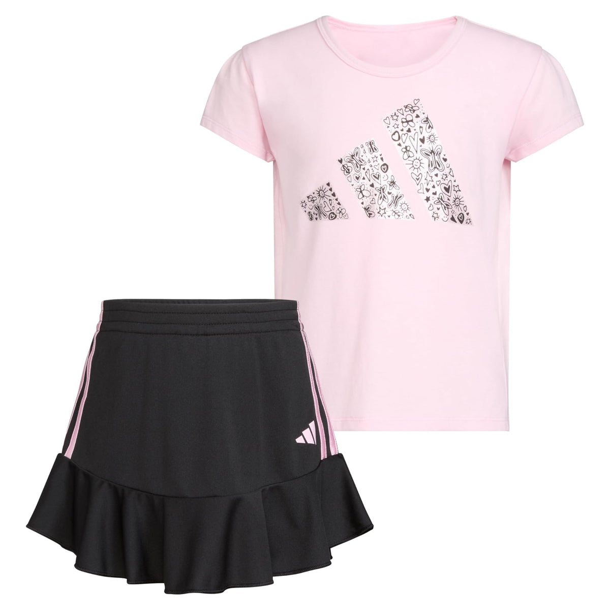 adidas Girls' Pink Tee & Ruffle Skort Set – 9 Months