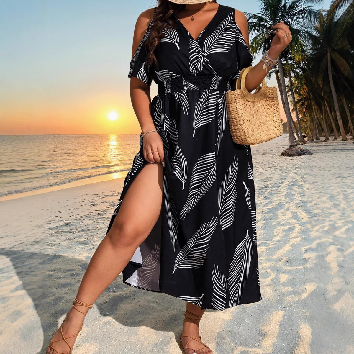 Women's Plus Size Bohemian Slit Maxi Dress