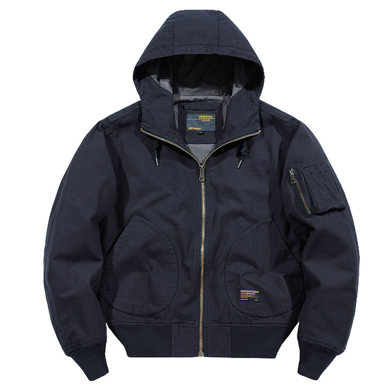 Men's Plus Size Washed Cotton Flight Jacket