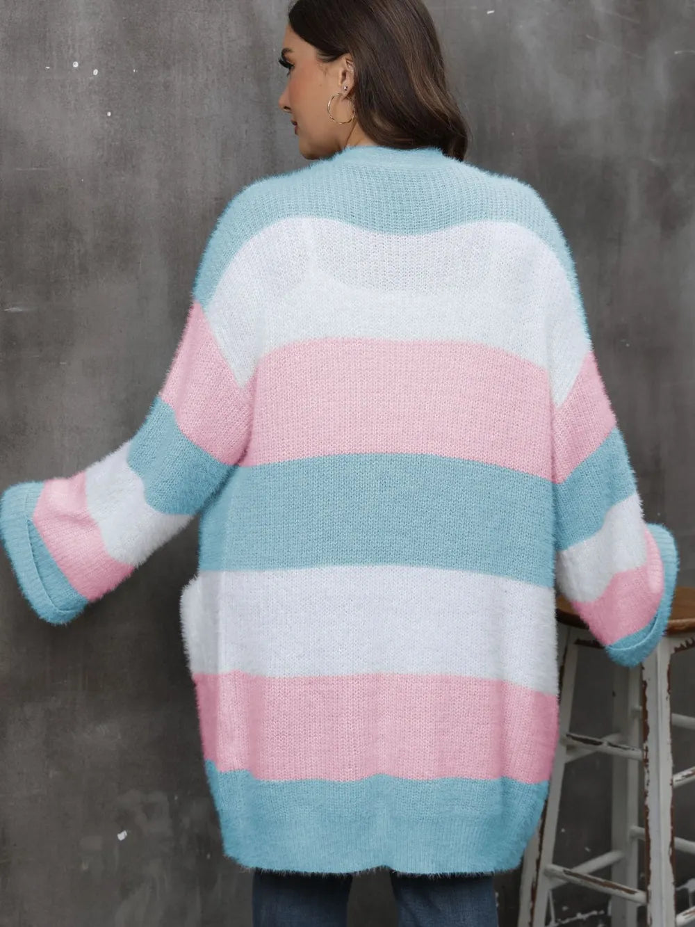 Women's Plus Size Open-Front Long Cardigan
