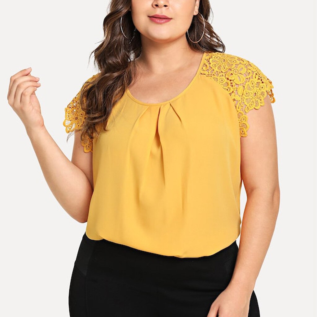 Women's Plus Size Floral-Lace Short-Sleeve Blouse