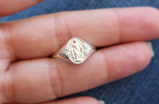 925 Sterling Silver Miraculous Medal Signet Ring