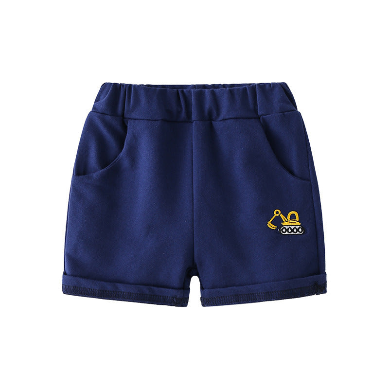 Sport Shorts for Kids with Cartoon Pattern, Mid-Waist Elastic Waistband