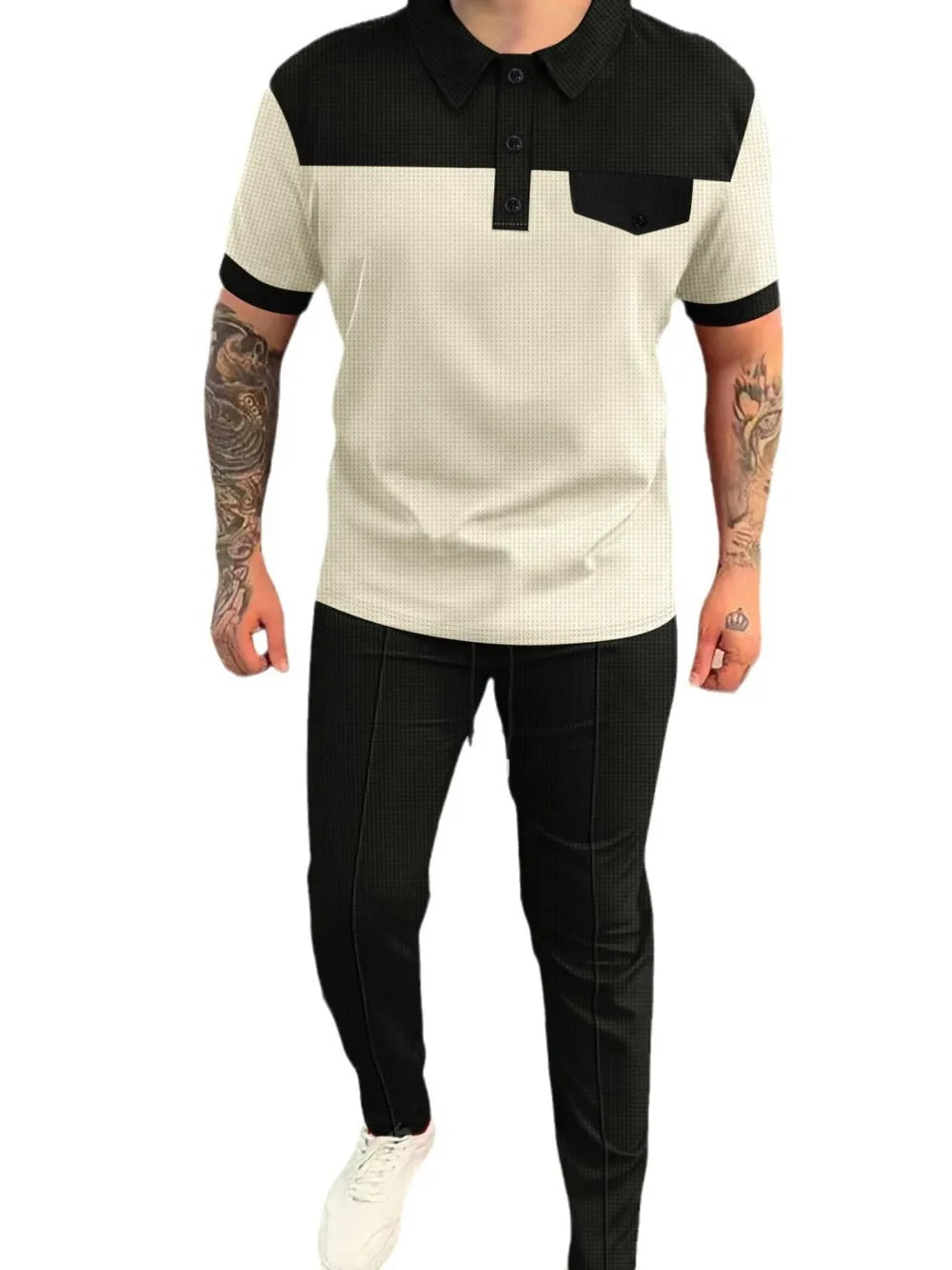 Men's Plus Size Waffle-Knit Two-Piece Set