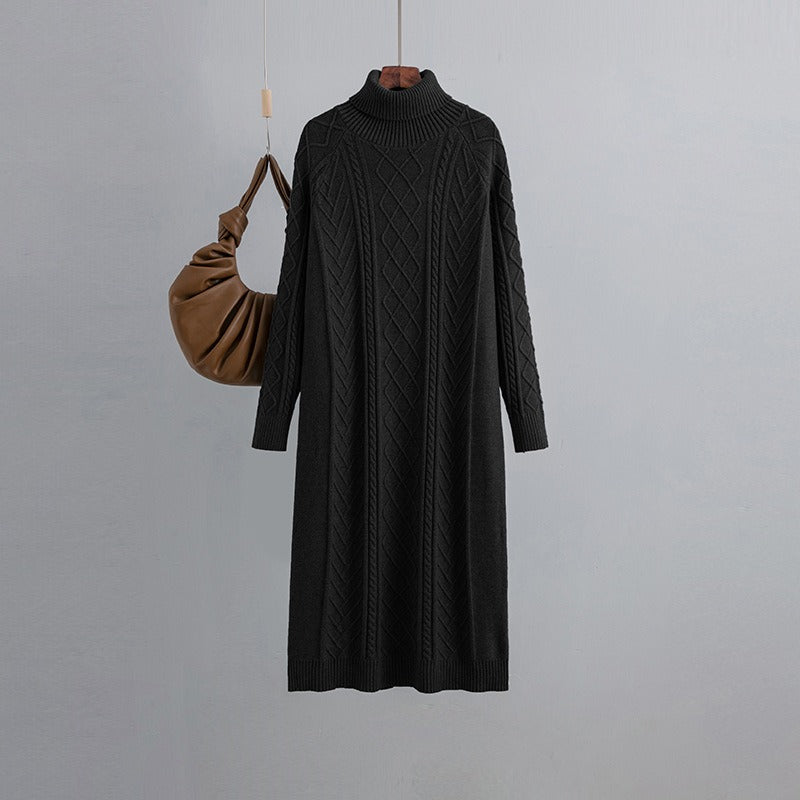 Women's High-Neck Midi Sweater Dress
