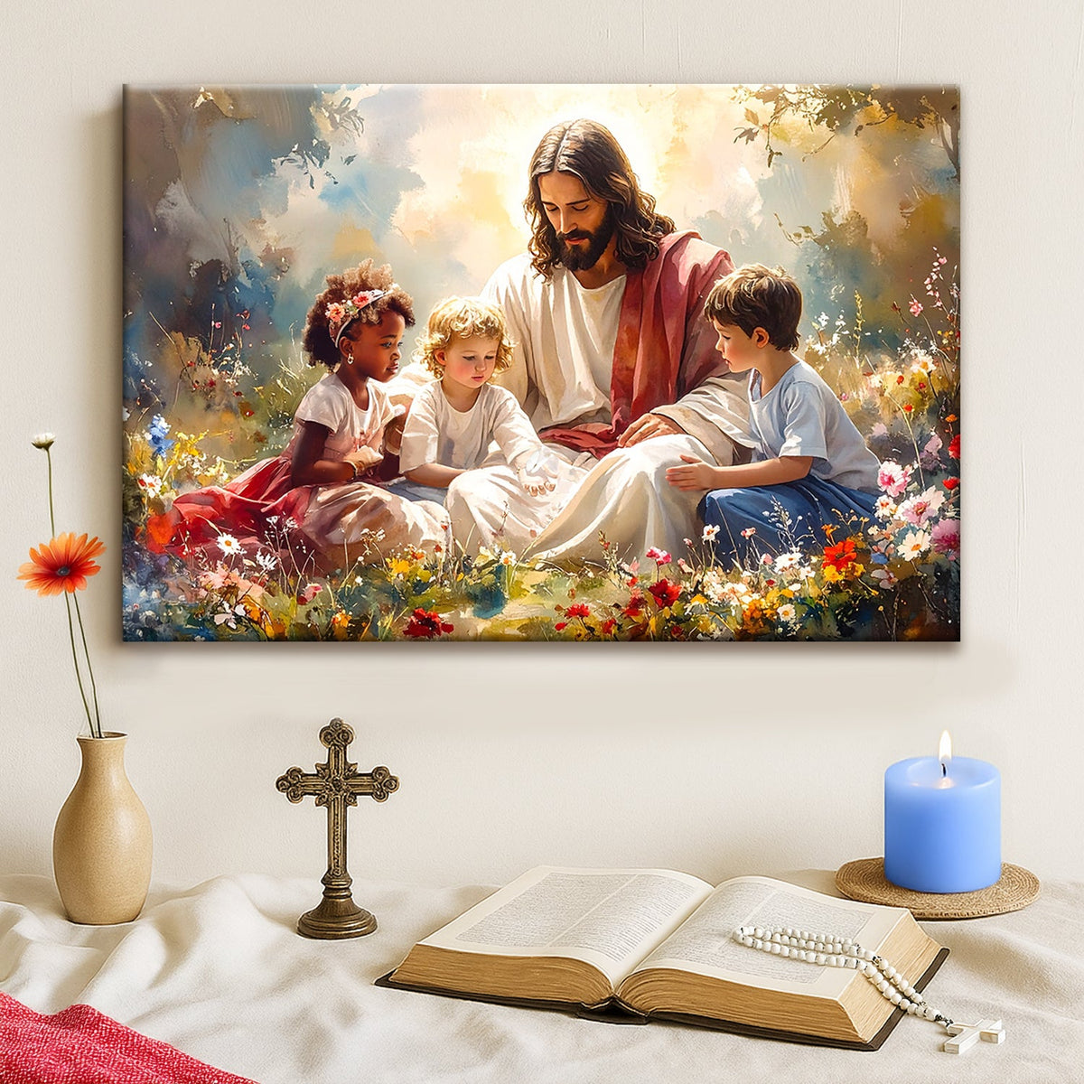 Jesus with Children VIII Christian Canvas Wall Art