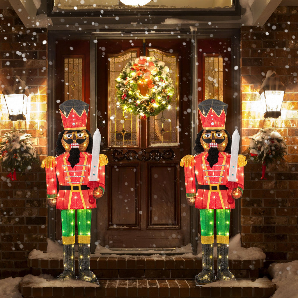 5 ft Lighted Christmas Nutcracker with Glitter Sword for Outdoor