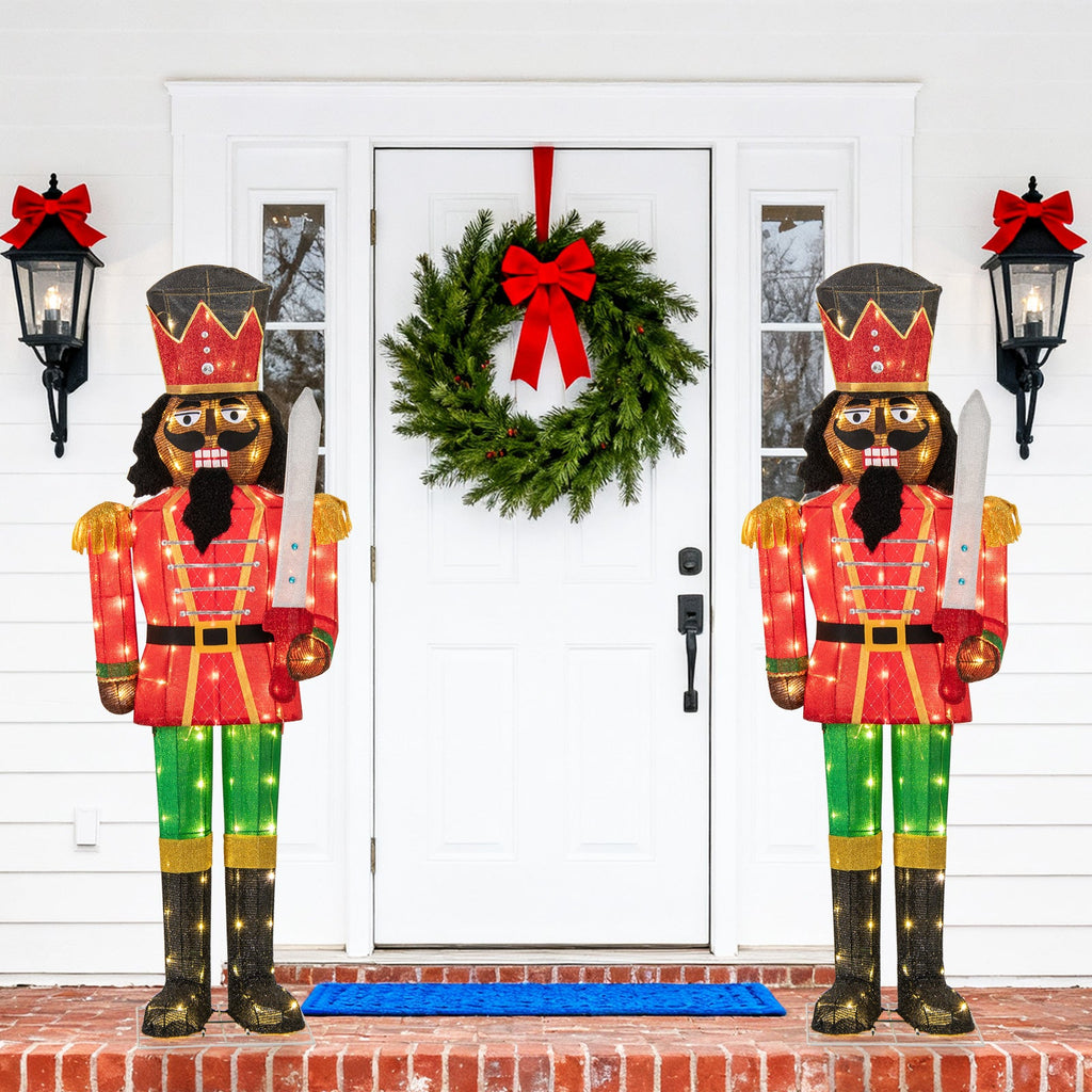5 ft Lighted Christmas Nutcracker with Glitter Sword for Outdoor