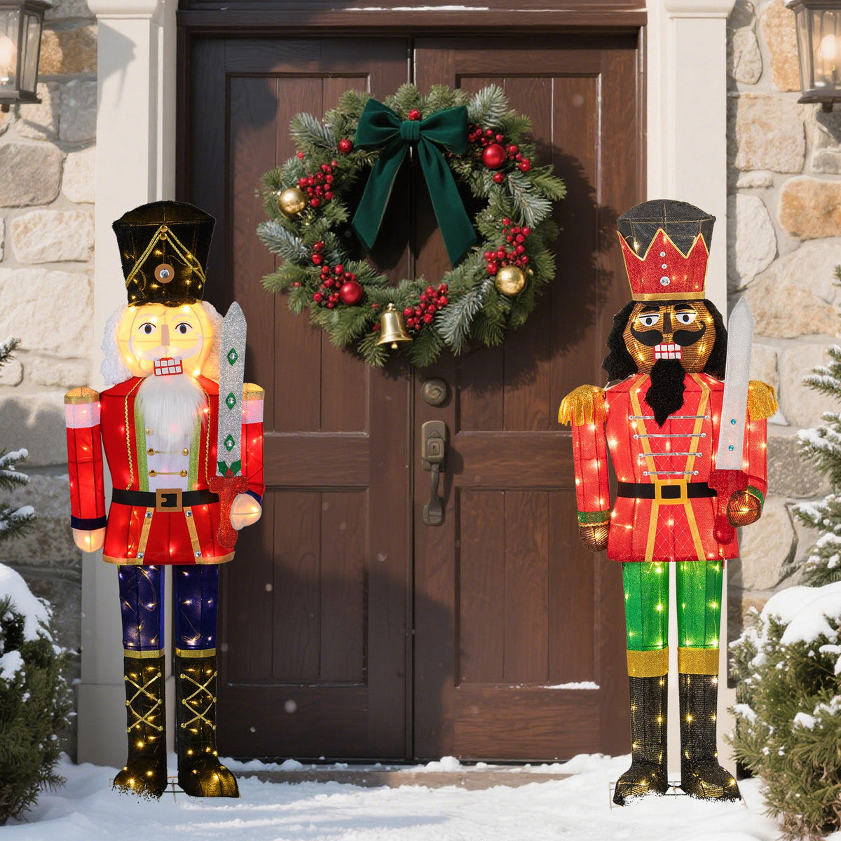 5 ft Lighted Christmas Nutcracker with Glitter Sword for Outdoor