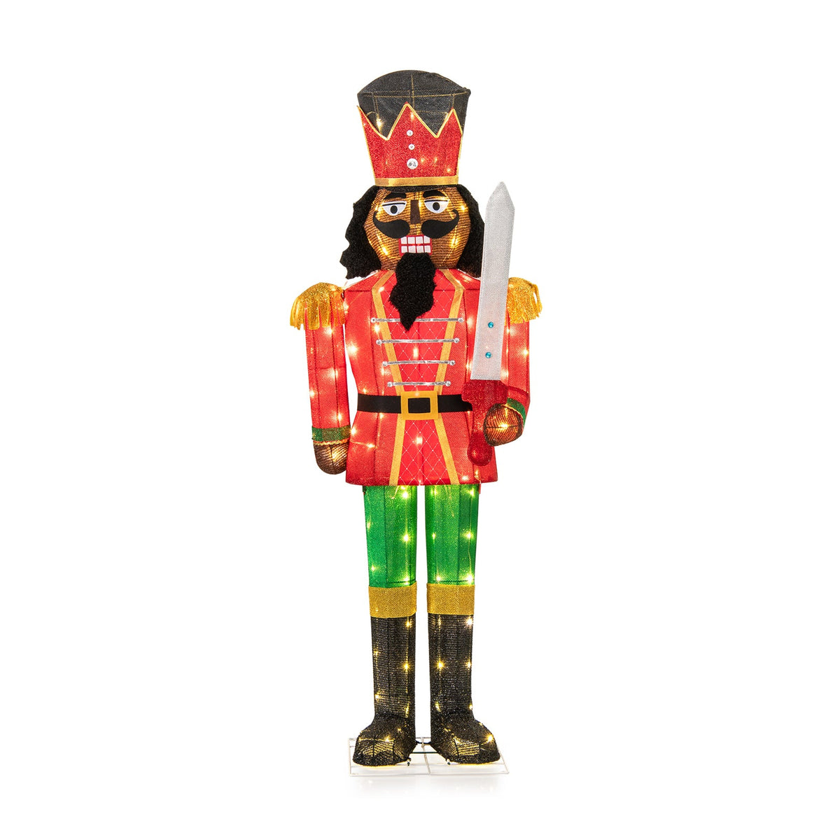 5 ft Lighted Christmas Nutcracker with Glitter Sword for Outdoor