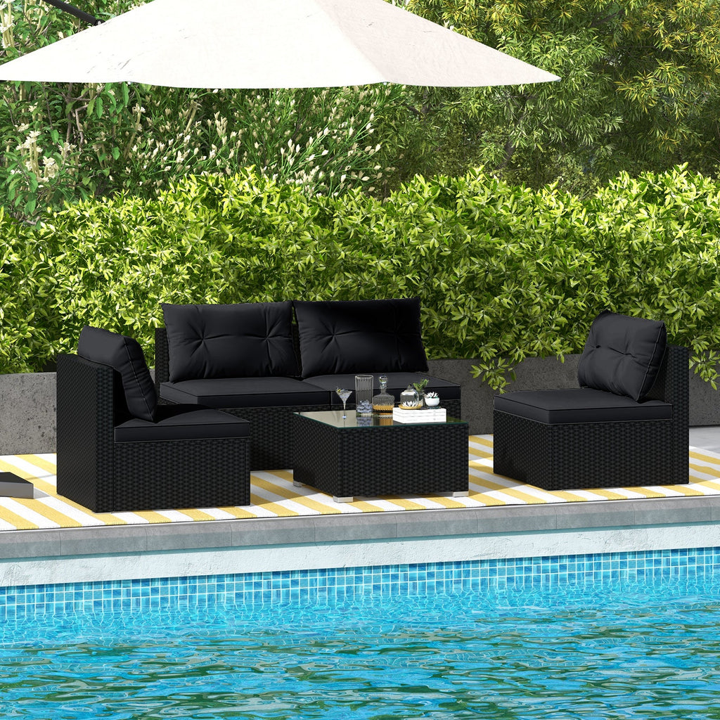 5-Piece Patio Furniture Set with Cushions & Coffee Table