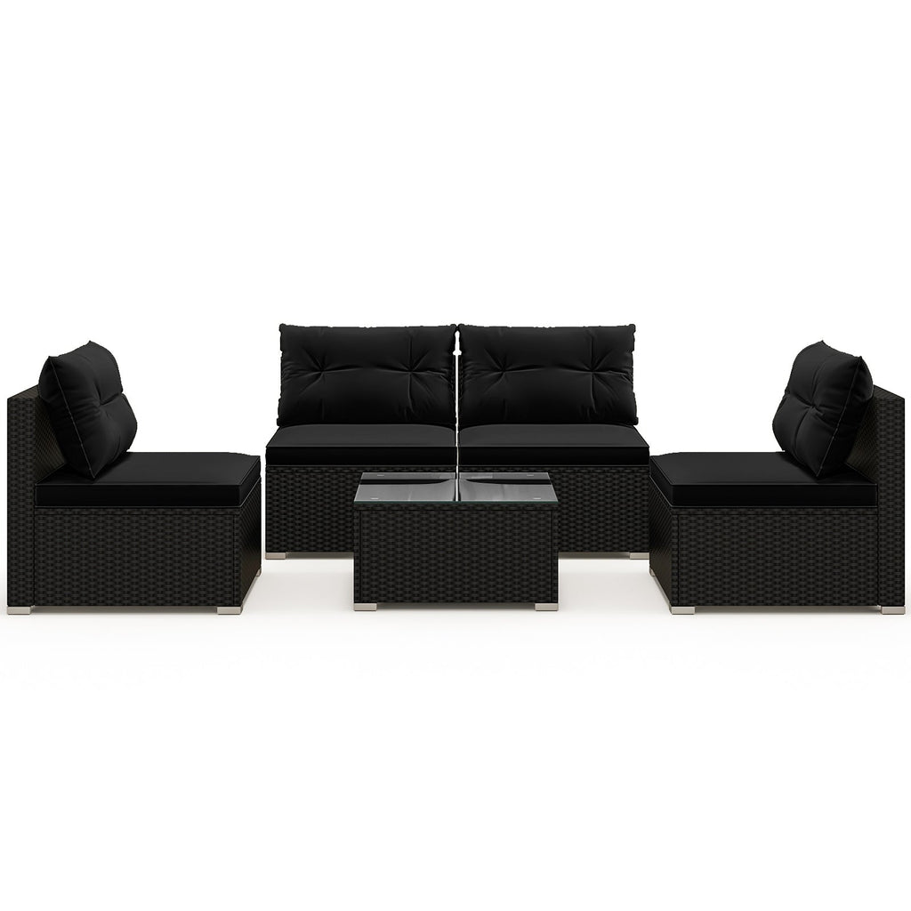 5-Piece Patio Furniture Set with Cushions & Coffee Table