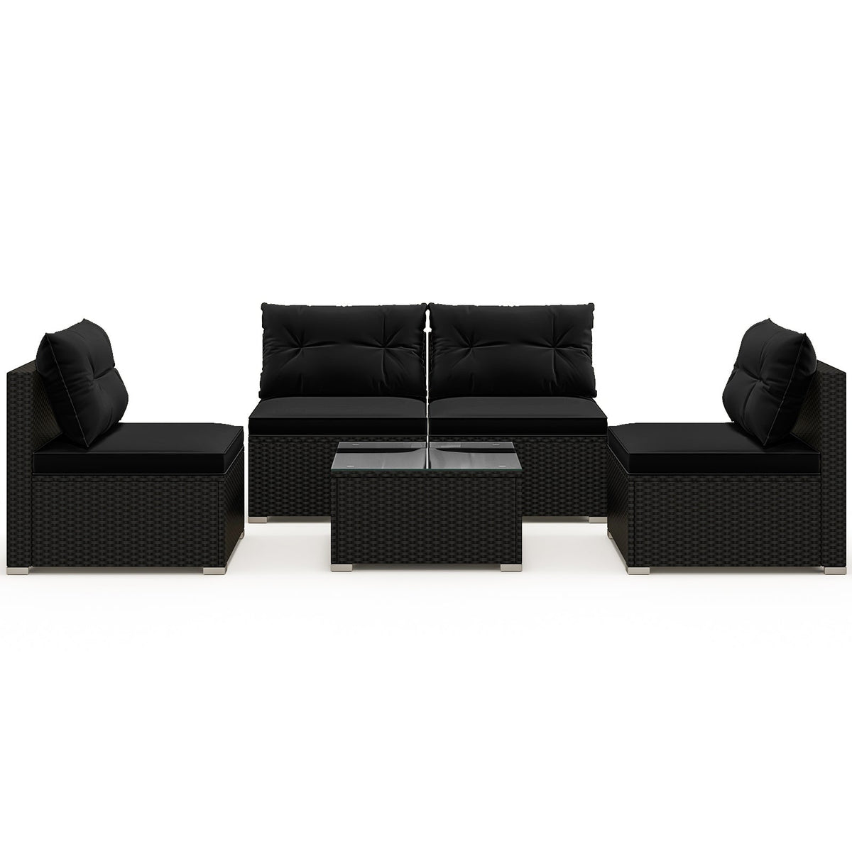 5-Piece Patio Furniture Set with Cushions & Coffee Table