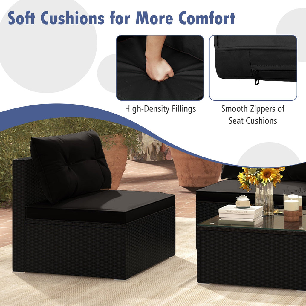 5-Piece Patio Furniture Set with Cushions & Coffee Table