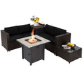 5-Piece Wicker Patio Set with 30-Inch Gas Fire Pit Table