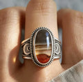 Bohemian Silver-Plated Faux Agate Ring