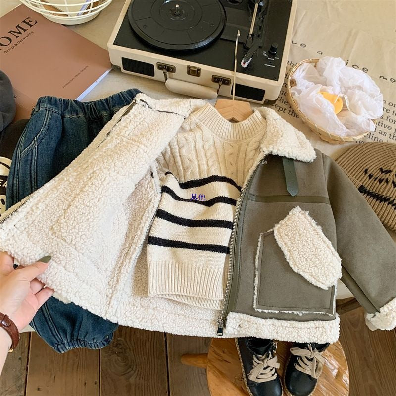 Girls’ Fleece-Lined Lambswool Coat