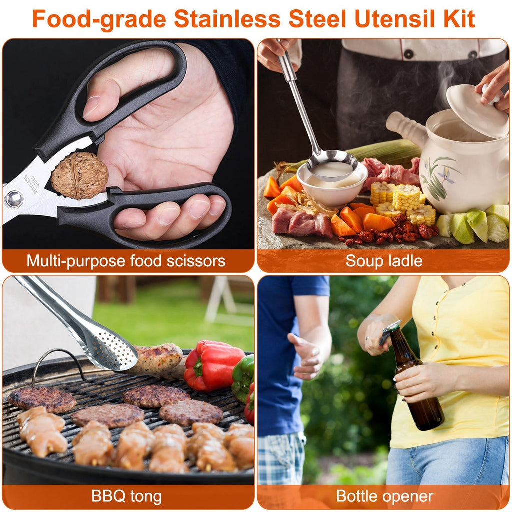 19-Piece Camping Cooking Utensil Kit with Storage Bag